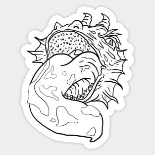 Scary Tongue Monster Horror Black Lineart Sticker